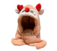 (Arancione) Berretto genitore-figlio con corna di cervo, cappello invernale, sciarpa, set di peluche,