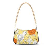 Arancione Bianco Peonia Fiori Giallo Partito Elegante Borsa Hobo Donne Designer Borsa Divertente Stampa Borse A Tracolla Chiusura Cerniera