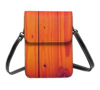 Arancione Bright Wood Grain Print Small Crossbody Borse per le donne, piccole borse in pelle per telefono cellulare borsa a tracolla