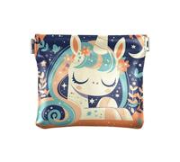 Arancione carino unicorni PU Leather Change Purse Portable Change Holder Card Organizer per le donne di viaggio, arancione carino unicorni, 1 size, moderno