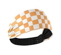 Arancione e Bianco Americano Plaid Raffreddamento moda fasce per le donne Fascia elastica per capelli per make up Pallavolo Pallavolo vinchas para el cabello de mujer