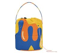 Arancione e Giallo Drip Design su Blu Crochet Bag Crochet Hook Storage con fori Filato Tote per Filati Palline Accessori Crochet