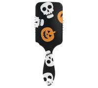Arancione e Nero Halloween Scheletri antistatico spazzola per capelli sani Progettato massaggio del cuoio capelluto per capelli ricci con manico ergonomico cepillo para pelo rizado