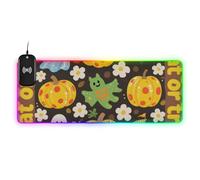 Arancione Floreale Halloween Fantasma Wirel Ricarica Incandescente Personalizzato Mouse pad Big Studio 89,9 x 39,9 cm Tappetino per Mouse Gaming