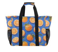 Arancione Frutta Blu Art Painting Utility Bag Per Tronco Pieghevole Sandproof Canvas Beach Bags, arancione frutta blu arte pittura, 1 size, Moda