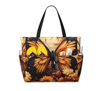 arancione giallo farfalla campo fiori multifunzionale spiaggia borsa da viaggio multi tasca design alla moda adatto per vari luoghi all'aperto