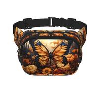 arancione giallo farfalla campo fiori stampato multifunzionale marsupio unisex trendy messenger bag, viaggio sport storage bag