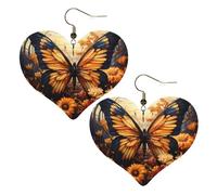 arancione giallo farfalla campo fiori stampe eleganti orecchini a forma di cuore leggeri accessori da donna perfetti per feste e San Valentino.