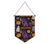 Arancione Halloween zucca appeso banner con asta telescopica banner cortile esterno arredamento per ufficio, scuola, aula, dormitorio, casa banderine para fiestas