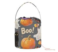 Arancione Halloween Zucca Fantasma Crochet Filato Bag con Fori Lavoro a Maglia Progetto Borse per Ferri da Maglia Bolsa para hilos de tejer