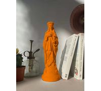 ARANCIONE J'AI VU LA VIERGE STATUETTA MADONNA CON FIORI IN MANO CM 21
