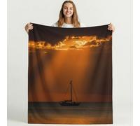 Arancione Nero Tranquillo Coperta in Pile Natura Scenari Veliero Plaid Divano soffice, Coperta in Pile Calda Super Morbida Blankets da tiro per Divano Letto TV con Coperta da Divano 150cm x 200cm