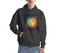 Arancione Softball Baseball Sul Fuoco E Acqua Pullover Felpa Con Cappuccio Manica Lunga Casual Felpa Con Tasca Per L'usura Quotidiana, Rosa violaceo scuro, S