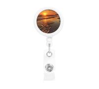 Arancione Sunrise Beach porta badge retrattile porta badge divertente per infermiere insegnante forniture per ufficio, in plastica leggera con clip per cintura
