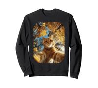 Arancione Tabby Cat Selfie Autunno Foglie Autunno Animale G Felpa