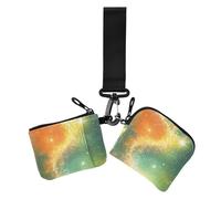 Arancione Verde Romantico Cielo Stellato Universo Portafogli da Donna Custodie per Carte Piccoli Organizzatori di Soldi da Donna Staccabili con Tasca con Cerniera per Le Donne 2 Pezzi, Universo