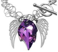ARANDE Bracciale originale in argento Sterling 925 con ciondolo a forma di ala d'angelo con cristalli