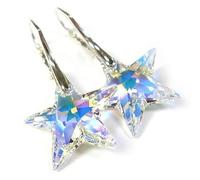 ARANDE Cristalli originali Bellissimo set unico di orecchini pendenti stelle Aurora Borealis in argento sterling 925 certificato