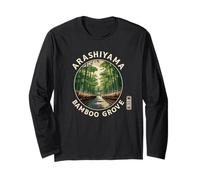 Arashiyama Bamboo Grove Kyoto Foresta Giappone Kanji Souvenir Maglia a Manica