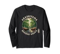 Arashiyama Bamboo Grove Kyoto Foresta Giappone Kanji Souvenir Maglia a Manica