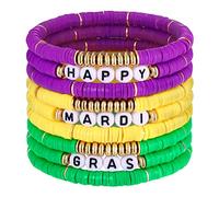 ARATLENCH Set di braccialetti da spiaggia da donna, braccialetti dell'amicizia impilabili con arcobaleno in argilla, perline Heishi, braccialetti da surfista, elastici fatti a mano, braccialetti