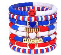 ARATLENCH Set di braccialetti da spiaggia da donna, braccialetti dell'amicizia impilabili con arcobaleno in argilla, perline Heishi, braccialetti da surfista, elastici fatti a mano, braccialetti