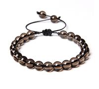 Arazi Braccialetti intrecciati in pietra naturale multicolore for donna Uomo Bracciale con quarzo di cristallo di agata e gioielli di energia, 31.Quarzo fumé, regolabile