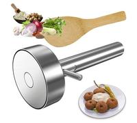 Arazooyi Paletta per falafel con foro, in acciaio inox, professionale, per falafel, con spatola, strumento per realizzare falafel siriani, sicuro per alimenti e non appiccicoso, stampo per falafel