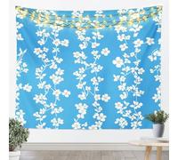 Arazzi da parete vintage floreali S Dimensione Boho White Floral Vine Coperta da parete per camera da letto Blu vegetale naturale da appendere alla parete arte per bambini