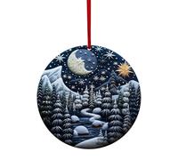 Arazzi per albero di Natale, pupazzo di neve, ciondolo a forma di cervo di Babbo Natale cartone animato Natale, ciondolo di cervo di Babbo Natale Elk Natale regalo rotondo per calze di Natale, albero