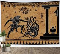 Arazzi Wall Non Sbiadisce Arazzo Da Parete Popolare Tapestry Per Home Decor Dormitorio Cucina Affresco Murale Dell'Antica Grecia - Ercole Uccide L'Idra 100x150cm
