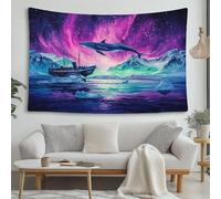 Arazzo Balena blu da sogno Arazzi da Parete Cielo stellato fantastico Arazzo Telo Indiano Parete Decorazione Camera da Letto Telo Etnico 150x130cm