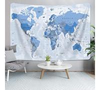 Arazzo blu con mappa del mondo antica, arazzo da appendere alla parete per bambini e studenti, stile vintage, Asia, Europa, America, Africa, Giappone, poster da parete per camera da letto, soggiorno,