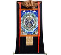 Arazzo buddista Thangka Thangka tibetano, Ruota dei Tre Regni, Stampa Giclée, Appeso a Parete con Cornice, Multicolore, Varie Misure(Frame Color 7)