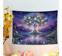 Arazzo colorato con alberi della vita, natura mistica da appendere alla parete, per camera da letto, soggiorno e dormitorio, decorazione estetica da parete per il relax, 121 x 91 cm