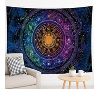 Arazzo colorato con segni zodiacali, astrologia celeste da appendere alla parete, vivace decorazione mistica per camera da letto, soggiorno, stile festival, funzione astrologica, 228 x 178 cm