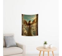 Arazzo con ali d'angelo, decorazione celeste in tonalità dorate, da appendere alla parete etereo per autunno e inverno, estetico per camera da letto, soggiorno, studio yoga, 76 x 101 cm