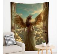 Arazzo con ali d'angelo, decorazione celeste in tonalità dorate, da appendere alla parete etereo per autunno e inverno, estetico per camera da letto, soggiorno, studio yoga, 178 x 228 cm