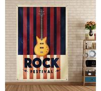 Arazzo con bandiera rock festival per casa ed esterni, decorazione artistica da parete in metallo duro punk musicale, decorazione da parete, per bar, caffetteria, birreria, casa, 18,9 x 145 cm