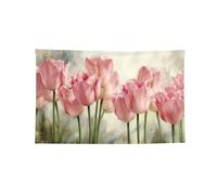 Arazzo con bandiere rosa con stampa di tulipani in 3 misure, per dormitorio, decorazione per laurea e matrimonio