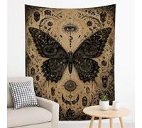 Arazzo con farfalla nera, da appendere alla parete con design geometrico, estetica bohémien per soggiorno, camera da letto, decorazione per interni, 178 x 228 cm