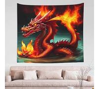 Arazzo con il re drago nel fuoco: crea decorazioni da sogno per la camera da letto, rendi il tuo spazio romantico e creativo taglia unica