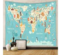 Arazzo con mappa del mondo Asia Europa America Africa Giappone Poster da parete beige in tessuto per camera da letto soggiorno ufficio e decorazioni murali