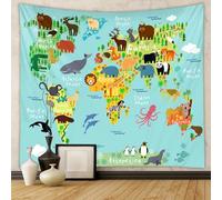 Arazzo con mappa del mondo Asia Europa America Africa Giappone Poster da parete beige in tessuto per camera da letto soggiorno ufficio e decorazioni murali