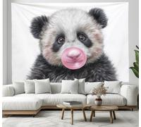 Arazzo Con Panda Della Gomma Da Masticare Animali Ad Acquerello Bianco E Nero, Da Appendere Alla Parete, Decorazione Per Camera Da Letto, Soggiorno, Ufficio, Arte Artistica Da Parete, 200 X 150 Cm