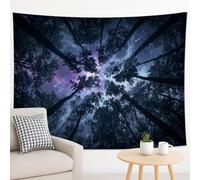 Arazzo con skyline notturno della foresta, natura mistica, da appendere alla parete, per camera da letto, soggiorno, decorazione per la casa bohémien, arte estetica per il relax, 228 x 178 cm