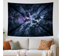 Arazzo con skyline notturno della foresta, natura mistica, da appendere alla parete, per camera da letto, soggiorno, decorazione per la casa bohémien, arte estetica per il relax, 203 x 152 cm