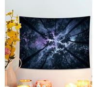 Arazzo con skyline notturno della foresta, natura mistica, da appendere alla parete, per camera da letto, soggiorno, decorazione per la casa bohémien, arte estetica per il relax, 101 x 76 cm