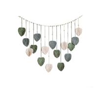 Arazzo da appendere alla parete in cotone naturale, con 10 clip per foto, nastro decorativo in stile bohémien, per decorare la casa e esporre foto (verde)