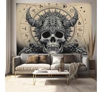 Arazzo da Mitologia Vichinga alla Parete 230x180 cm, Appeso a Parete in Tessuto Scandinavia Decorazione da Parete per Camera da Letto, Dormitorio e Soggiorno - Beige